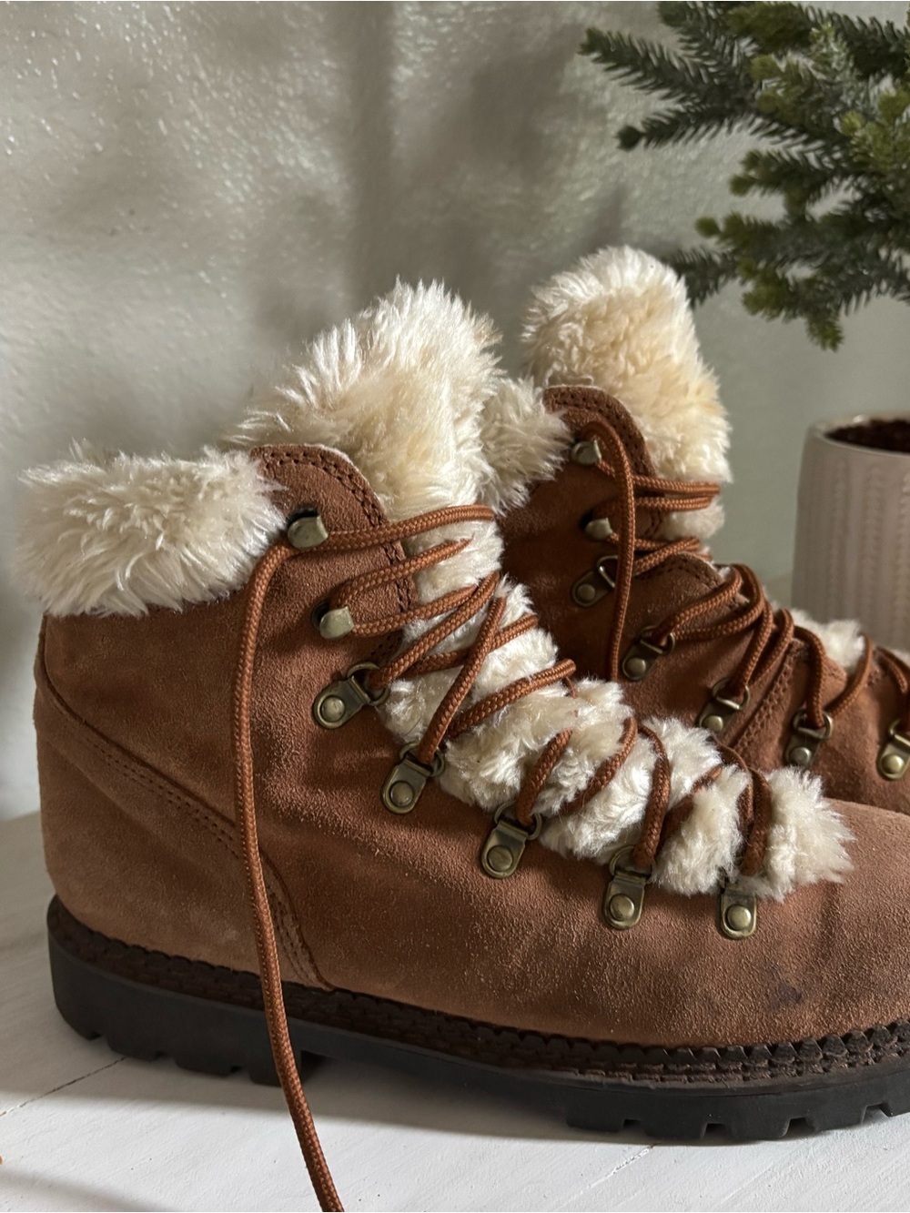Ciao! Sport Darcey Leather Faux Fur Winter Hiking Boots Size 9.5